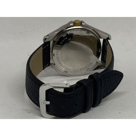 Fossil ES3204 Women Black Leather Analog Silver Dial Quartz Genuine Watch HK834 - Picture 9 of 11
